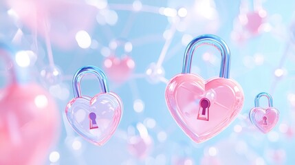 Obraz premium A conceptual image depicting cybersecurity measures is represented by digital locks and shield icons overlaid on a network background, signifying protection