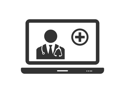 Telemedicine Icon &ndash; Virtual Doctor, Online Medical Consultation, Telehealth Services Symbol