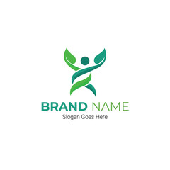 Obraz premium Green Eco-Friendly Brand Logo with Leaves