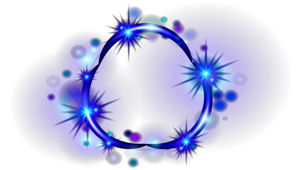 Blue Realistic flares. Glowing effects Glowing effects. Photography camera light or sunlight reflection from lens. Stars in space. Isolated glints set. Sparkle glares. Vector shimmering elements.
