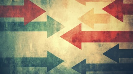 Grungy background with colored arrows pointing in different directions.