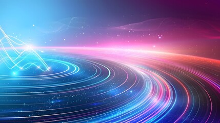 Swirling neon gradient pattern with dynamic circular wave design in vibrant pink blue and purple colors  Futuristic digital art resembling sound frequencies or energy pulses