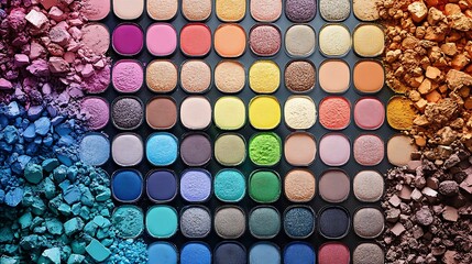a vibrant palette of eyeshadow colors