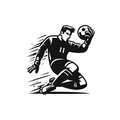 Fototapeta premium Flat Man Goalkeeper Illustration isolated on a white background black color vector isolated white background 
