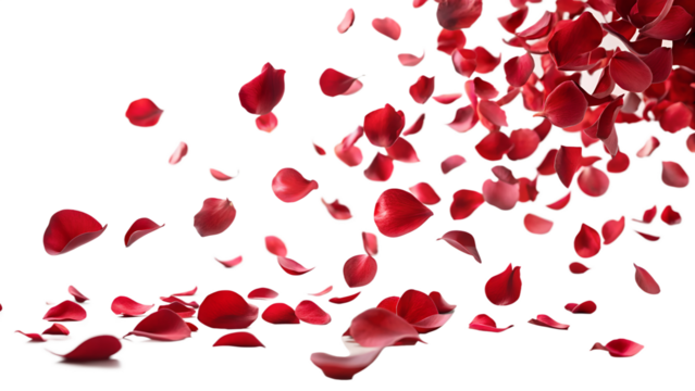 red rose petals isolated on transparent background, PNG file