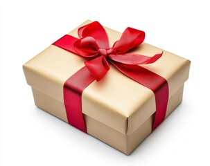 Obraz premium Gold Gift Box with Red Ribbon (1)