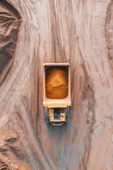 Heavy-duty truck transporting minerals showcases vast mining lan