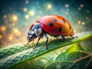 Japanese Ladybird Close-up, 1994 Aesthetic, Coccinella septempunctata Macro Photography