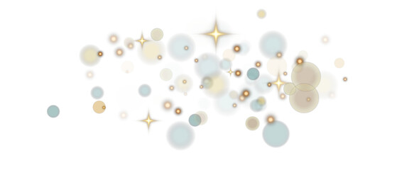 Shiny golden bokeh with sparkling dust, glitter, and confetti texture. Glowing abstract flare, magical stardust, and blurred festive lights for holiday designs. Vector illustration.