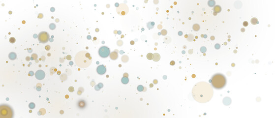 Shiny golden bokeh with sparkling dust, glitter, and confetti texture. Glowing abstract flare, magical stardust, and blurred festive lights for holiday designs. Vector illustration.