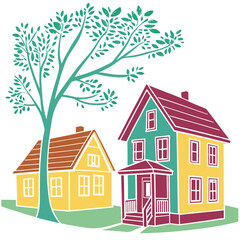 Houses silhouette vector illustration