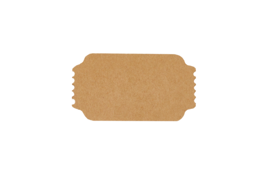 brown cardboard ticket paper isolated on white or transparent png
