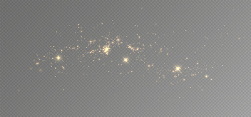 Christmas light effect. Sparkling magical dust particles.The dust sparks and golden stars shine with special light.	