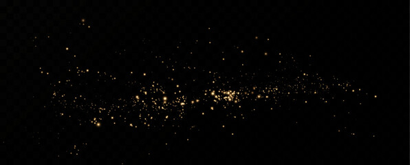 Christmas light effect. Sparkling magical dust particles.The dust sparks and golden stars shine with special light.	