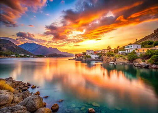 Kalyves Bay Crete Greece: Stunning Long Exposure Beach Sunset Photo
