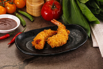 Crispy breaded golden fried prawns