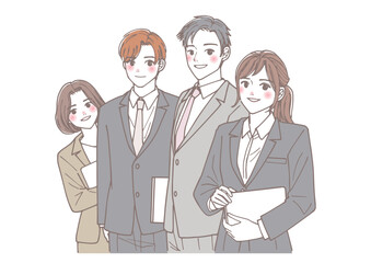 仲の良いビジネスマンのチームのイラスト
