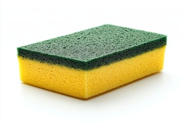 Two-toned cleaning sponge on white background