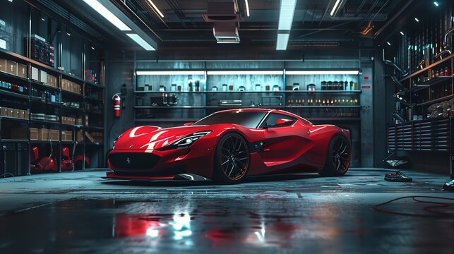 car workshop, offering high-quality and high-tech car repair services, High-quality service of auto technics