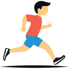 Running Boy Enjoying Active Sport and Health