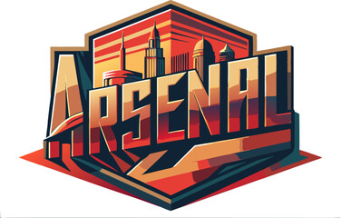 Arsenal gradient text effect, comic 3d style