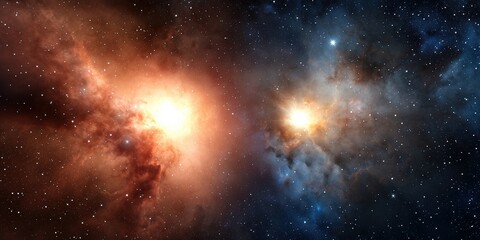 Obraz premium Stellar Formation Theories concept. Celestial scene with stars and glowing nebulae in deep space.