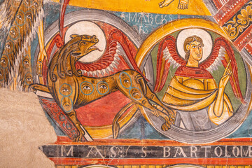 Tetramorphs (a lion), central apse of.Sant Climent de Taüll, MNAC, Barcelona, ​​Catalonia, Spain