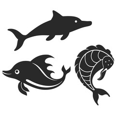 Sea Animals silhouette vector illustration