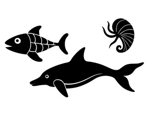 Sea Animals silhouette vector illustration