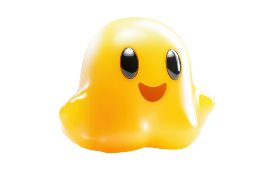 A Cheerful, Golden Jelly Ghost Playfully Floats, Radiating Happiness And Warmth Against A Pure Isolated on Transparent Background
