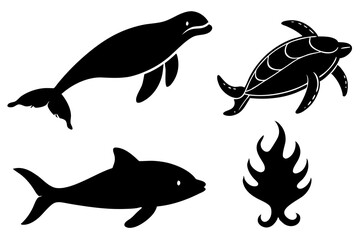 Sea Animals silhouette vector illustration