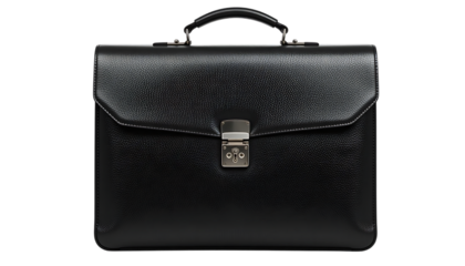 Black Leather Briefcase With Lock And Handle png