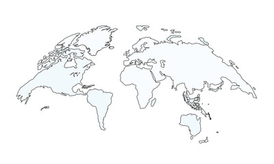 curved world map in Blue tones.background vector illustration.