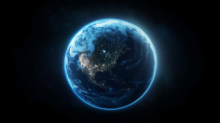 Fototapeta premium Blue Planet Blue Moon Night Earth Satellite Stars Earth Globe 