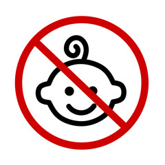 vector prohibition symbol for babies on white background