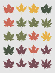 Stylized Leaf Species in 3x3 Vector Grid