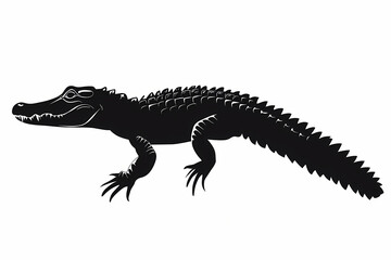 Fototapeta premium Alligator silhouette on white background vector design