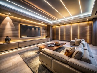 Long Exposure Cinematic Home Interior Design: Modern Living Room with Blurred Motion
