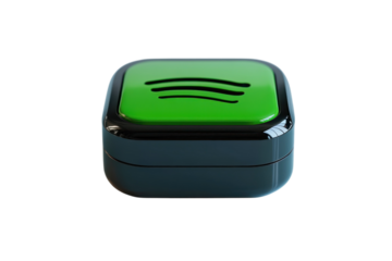 A Sleek Green And Black Music Player, A Symbol Of Portable Entertainment And Vibrant Sound, Showcasing Modern Design With A Glossy Finish Isolated on Transparent Background