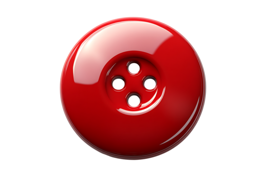 red button bead Isolated on White and Transparent Background PNG Image.