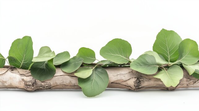 Natural green tree branch with vibrant leaves ideal for nature concepts and tranquility themes