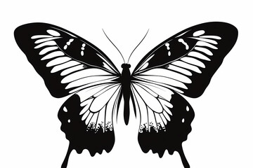 Butterfly silhouette on white background, vector design