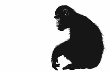 Fototapeta premium Chimpanzee silhouette on white background, vector design