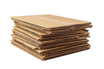 A Sturdy Stack Of Corrugated Cardboard Sheets, Ready For Packaging And Shipping, Showcasing Its Robust Texture And Layered Construction Isolated on Transparent Background