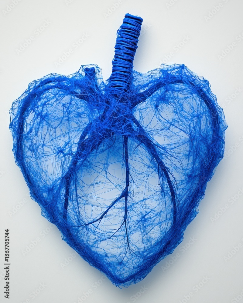 Aufkleber Artistic Blue Heart Shape with Intricate Netting Design and Texture