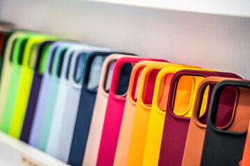 colorful protective cases for mobile phones, Barcelona, ​​Catalonia, Spain
