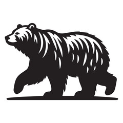 Fototapeta premium Bear silhouette black and white vector icon
