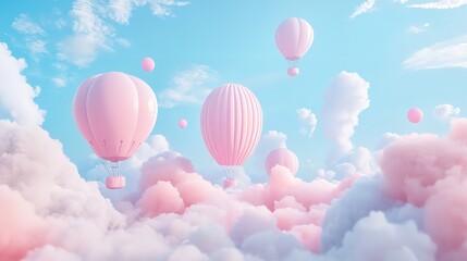 Background in pastel colors for children with clouds