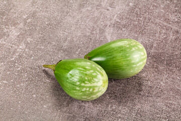 Ripe green mini eggplants heap