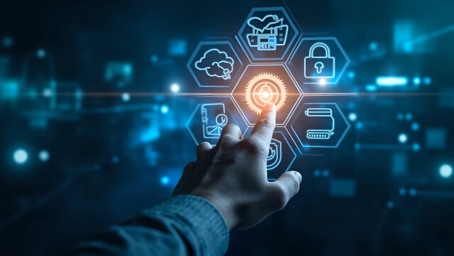 Close-up of a consultant discussing ai technology applications with a client focusing on business transformation